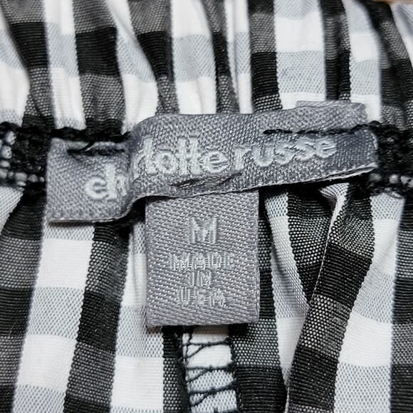 Charlotte Russe LS Crop B&W Check Blouse w/ Flare Sleeves - Size Medium - Picture 4 of 5